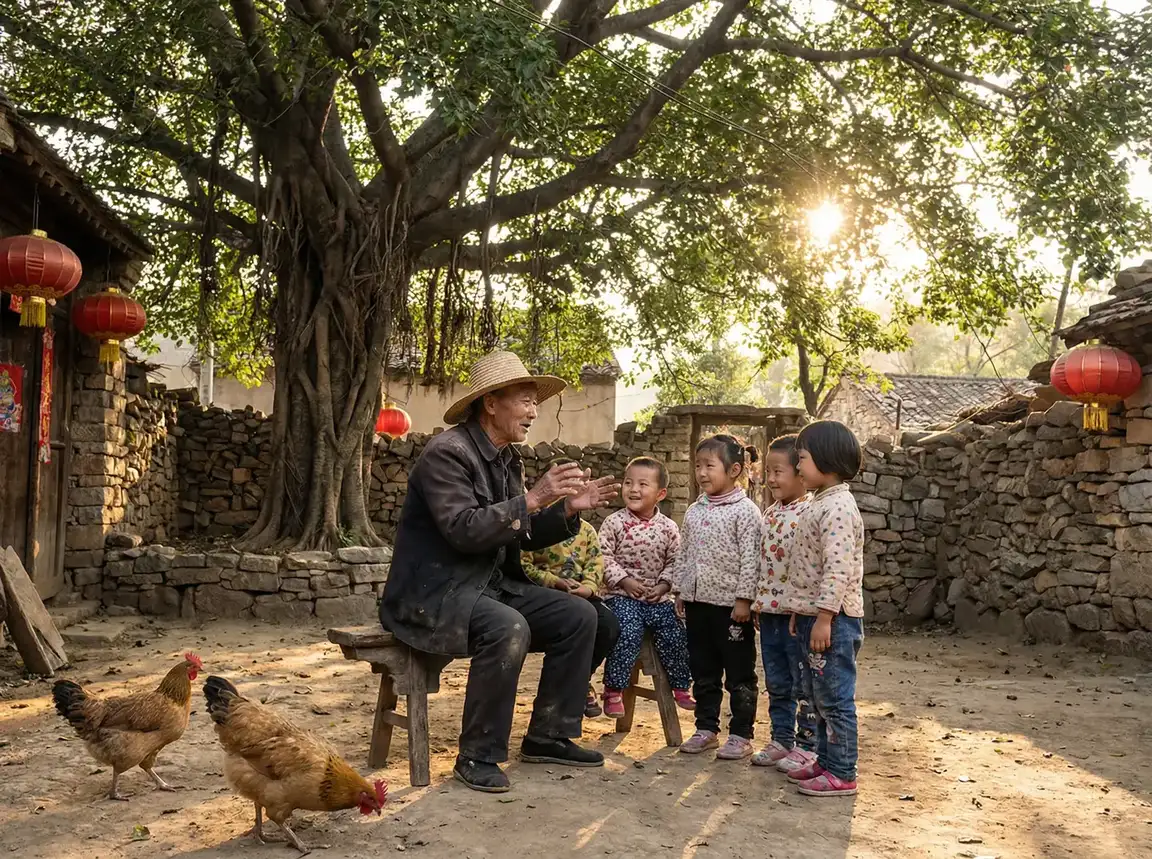 老人在大榕树下给孩子们讲故事 - 我早就想在公司要你了视频 乡村记忆